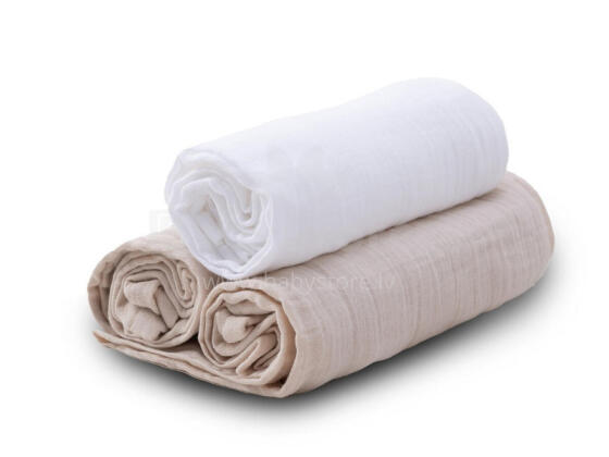 Autiņš - KOMPLEKTS - TB0488/15 - MUSLINS - divslāņu - izmērs 70x80 cm - BEIGE