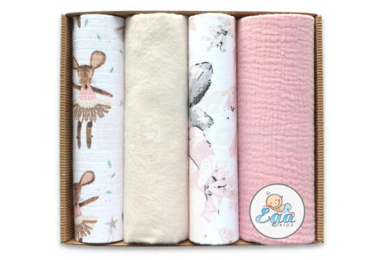 Diaper mix  - SET in ECO BOX - 21631 - MUSLIN / TETRA / FLANNEL / MUSLIN CRINKLED - EGA - size 60x80 cm  - nr 3