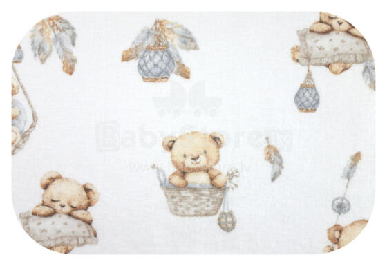 Diaper - 30237 - FLANNEL PRINT - EGA - BEARS in BASKET - WHITE - size 70x80 cm