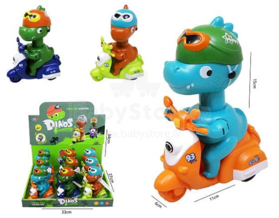 DINOZAURS AR SKUTERU NOSPIED UN BRAUC