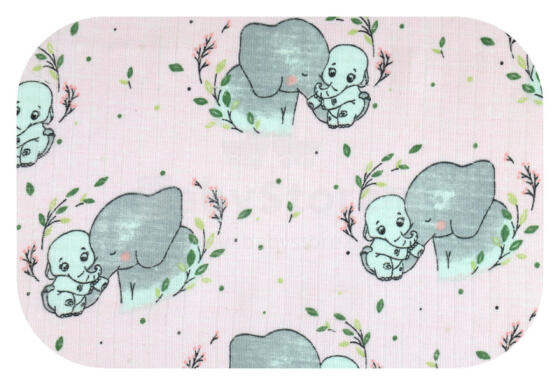 Подгузник - 0411- TETRA PRINT - EGA - СЛОН - РОЗОВЫЙ - размер 70x80 см