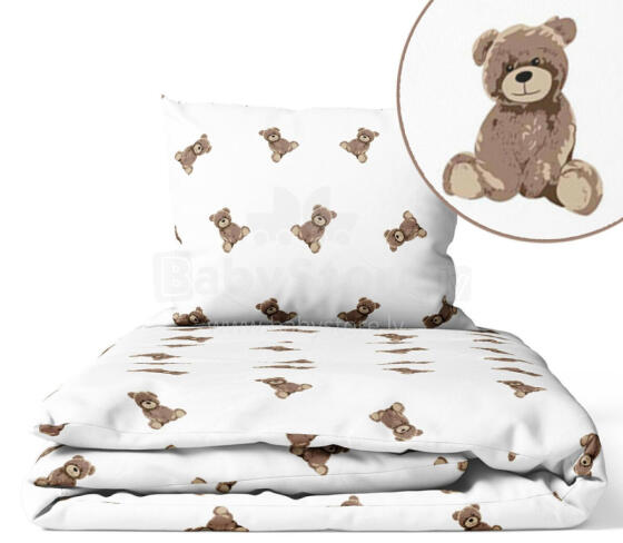 Gultas pārklāju komplekts - 2 gab - 120x90, 40x60 - TEDDY - BALTS