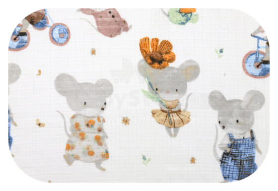 Diaper - 30473 - TETRA PRINT - EGA - MOUSE on the BIKE - GREY - size 70x80 cm