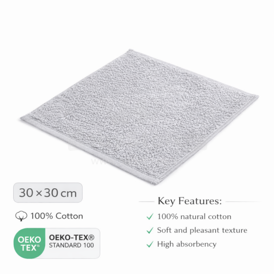 Bebe Basic Cotton Baby Towel  Art.285886 Grey Bērnu kokvilnas frotē dvielis 30x30cm (100% kokvilna)