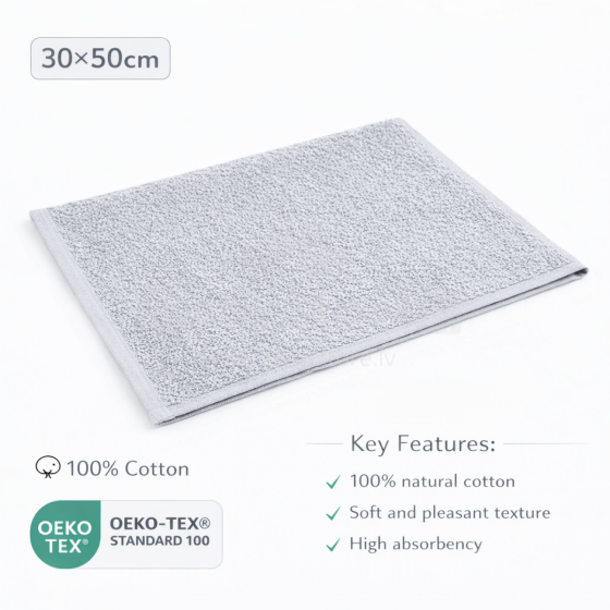 Bebe Basic Cotton Baby Towel  Art.285890 Grey Bērnu kokvilnas frotē dvielis 30x50cm (100% kokvilna)
