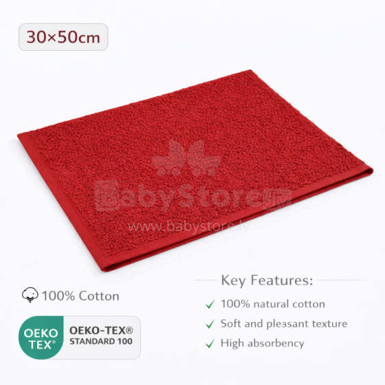 Bebe Basic Cotton Baby Towel  Art.285893 Red Cotton frote towel 30x50 cm (100% cotton)