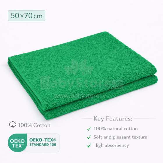 Bebe Basic Cotton Baby Towel  Art.285900 Green Cotton frote towel 50x70cm (100% cotton)