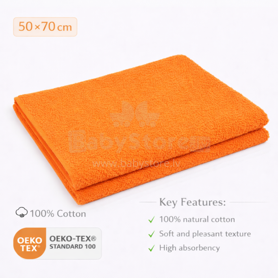 Bebe Basic Cotton Baby Towel  Art.285905 Orange Хлопковое полотенце фроте  50x70 см (100% хлопок)