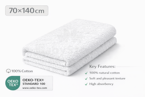 Bebe Basic Cotton Baby Towel  Art.285906 White   Хлопковое полотенце фроте  70x140см (100% хлопок)