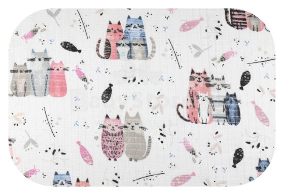 Подгузник - 31265 - TETRA PRINT - EGA - СЕМЕЙНЫЙ КОТЕНОК - РОЗОВЫЙ - размер 70x80 см