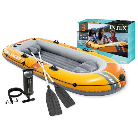 Pūšamā laiva Challenger 3, 3 personām, ar sūkni un 2 airiem, INTEX, 66313