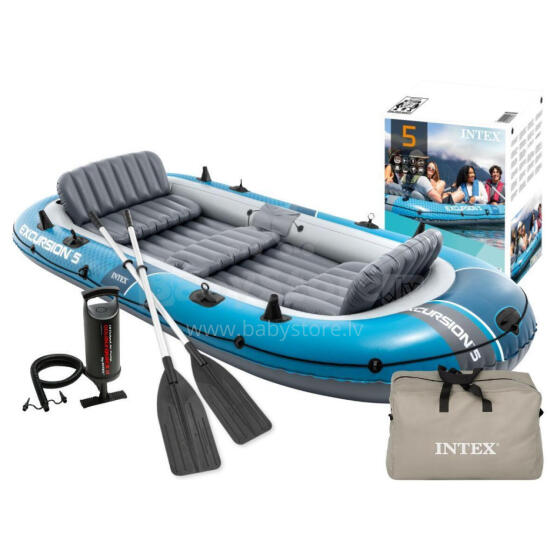 Pūšamā laiva Excursion 5, 5 personām, ar sūkni, 2 airiem un somu, INTEX 66325