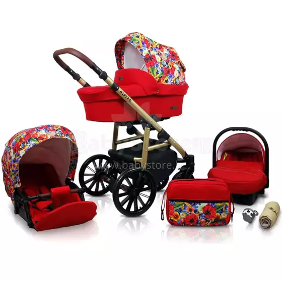 Babylux Aspero Art.286043 Red Tulips Universālie rati/ratiņi 3 in1