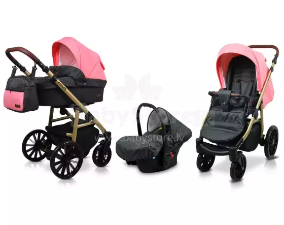 Babylux Aspero Art.286102 Black Coral Universālie rati/ratiņi 3 in1