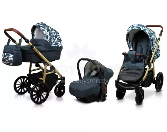 Babylux Aspero Art.286111 Grey Moro Universālie rati/ratiņi 3 in1