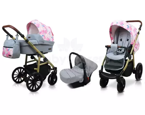 Babylux Aspero Art.286116 Peony and Rose Универсальная коляска 3 в 1