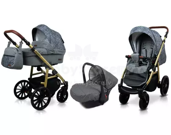 Babylux Aspero Art.286120 Silver Stone Универсальная коляска 3 в 1
