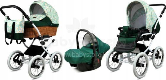 Babylux Classic Art.286133 Green Daisy  Детская классическая коляска 3 в 1