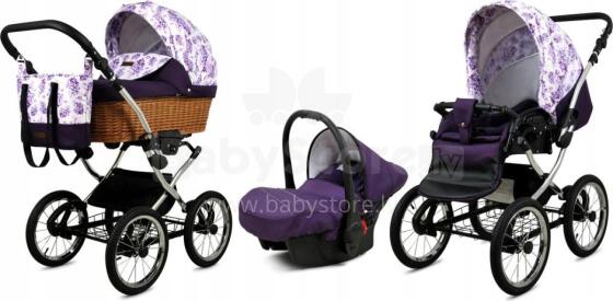 Babylux Classic Art.286134 Lilac Flowers Bērnu klasiskie ratiņi 3 vienā