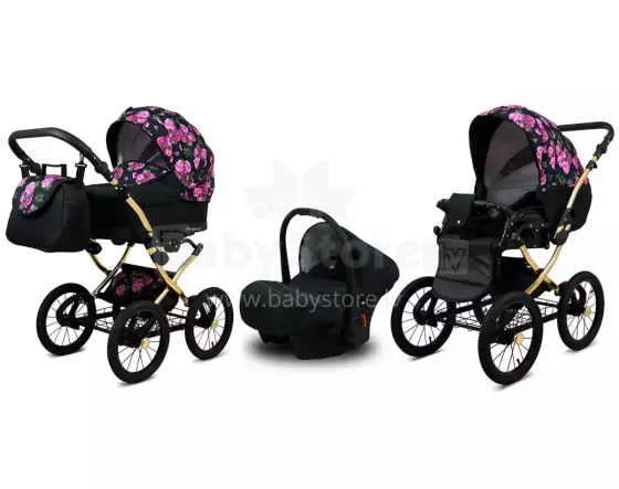 Babylux Margaret Gold Art.286153 Bouguets Peony Bērnu klasiskie ratiņi 3 vienā
