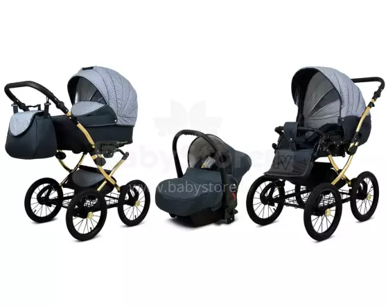 Babylux Margaret Gold Art.286156 Grey Magic  Classic 3-in-1 baby stroller