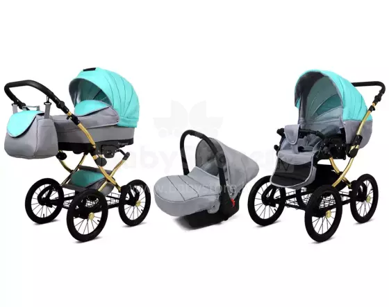 Babylux Margaret Gold Art.286157 Mint   Classic 3-in-1 baby stroller