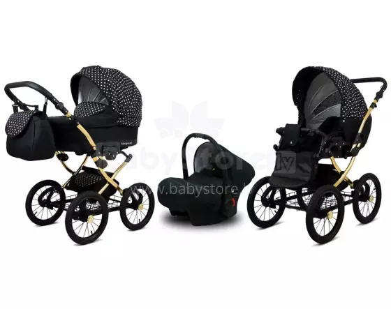 Babylux Margaret Gold Art.286161 White Dots Детская классическая коляска 3 в 1