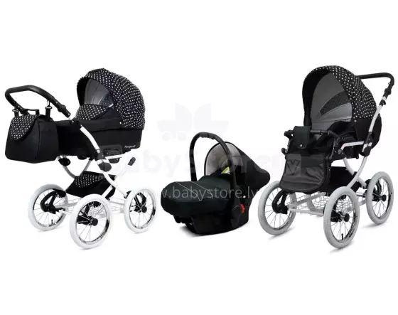 Babylux Margaret White Art.286172 White Dots Детская классическая коляска 3 в 1