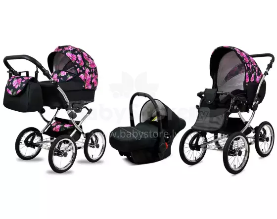 Babylux Margaret Exclusive Art.286176 Bouguests Peony Classic 3-in-1 baby stroller
