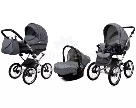 Babylux Margaret Exclusive Art.286179 Grey Flex Classic 3-in-1 baby stroller