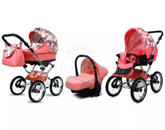 Babylux Margaret Exclusive Art.286184 Pansies and Roses  Classic 3-in-1 baby stroller