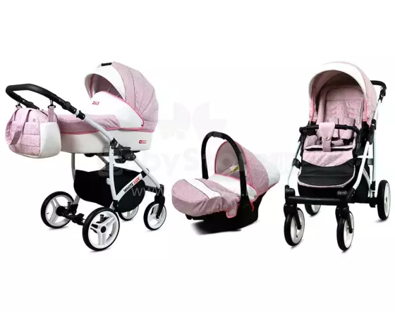 Babylux White Lux  Art.286336 Sweet Pink Universal 3-in-1 stroller