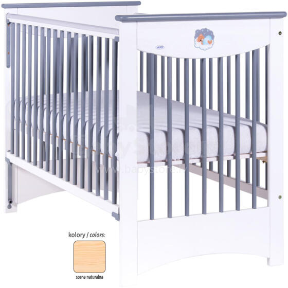 DREWEX Crib LAURA white with drawer 120x60 cm