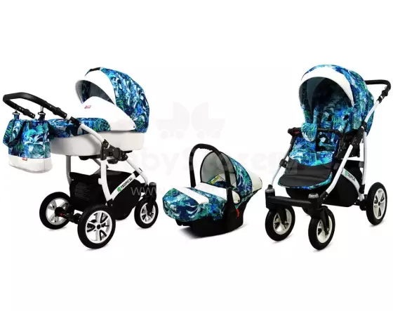 Babylux Tropical Art.286427 Mint Parrots Универсальная коляска 3 в 1