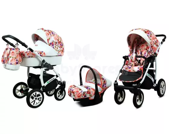 Babylux Tropical Art.286428 Pansies and Roses Universal 3-in-1 stroller