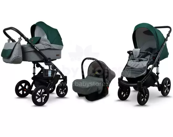 Babylux Sky Lark Art.286436 Grey Flex Green  Universal 3-in-1 stroller
