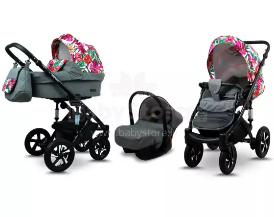 Babylux Sky Lark Art.286437 Grey Flex Hibiscus  Универсальная коляска 3 в 1