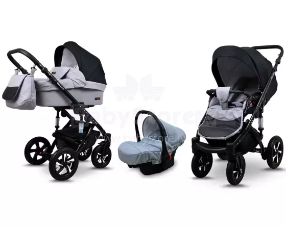 Babylux Sky Lark Art.286441 Silver Flex Black Universālie rati/ratiņi 3 in1