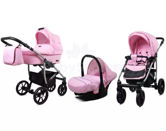 Babylux Qbaro Art.286469 Sweet Pink Universālie rati/ratiņi 3 in1