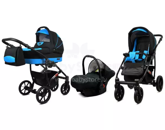 Babylux Largo Art.286472 Black Aqua Universālie rati/ratiņi 3 in1