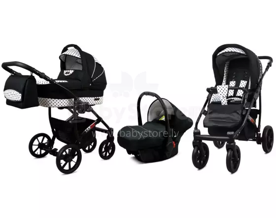 Babylux Largo Art.286474 Black Dots Universālie rati/ratiņi 3 in1