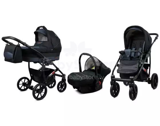 Babylux Largo Art.286475 Black Grey Universālie rati/ratiņi 3 in1