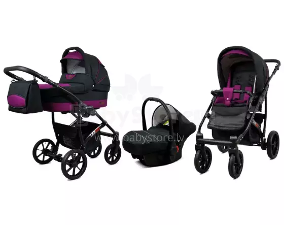 Babylux Largo Art.286476 Black Purple  Universālie rati/ratiņi 3 in1