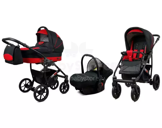 Babylux Largo Art.286477 Black Red Universālie rati/ratiņi 3 in1