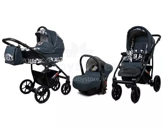 Babylux Largo Art.286484 Grey Geometric Universālie rati/ratiņi 3 in1