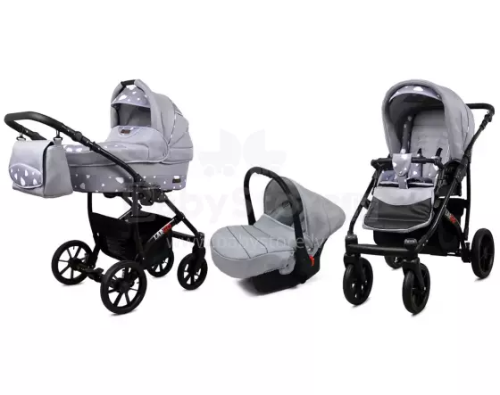 Babylux Largo Art.2864890 Silver Hearts  Универсальная коляска 3 в 1