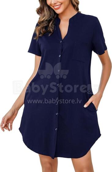 Italian Fashion Nightdress Art.286688 Navy Naktskrekliņs grūtniecēm / barošanai  ar podziņam