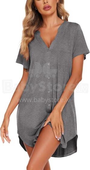 Italian Fashion Night Dress Art.287193 Dark Grey Maternity/Nursing Nightgown