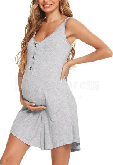 Aseniza Maternity Nightdress Art.287251 Gray Ночная рубашка для беременных / кормления на пуговицах