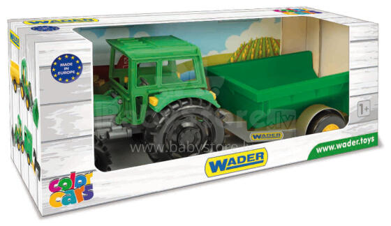 WADER 35022 Traktors Lauksaimnieks ar Piekabi Kastē